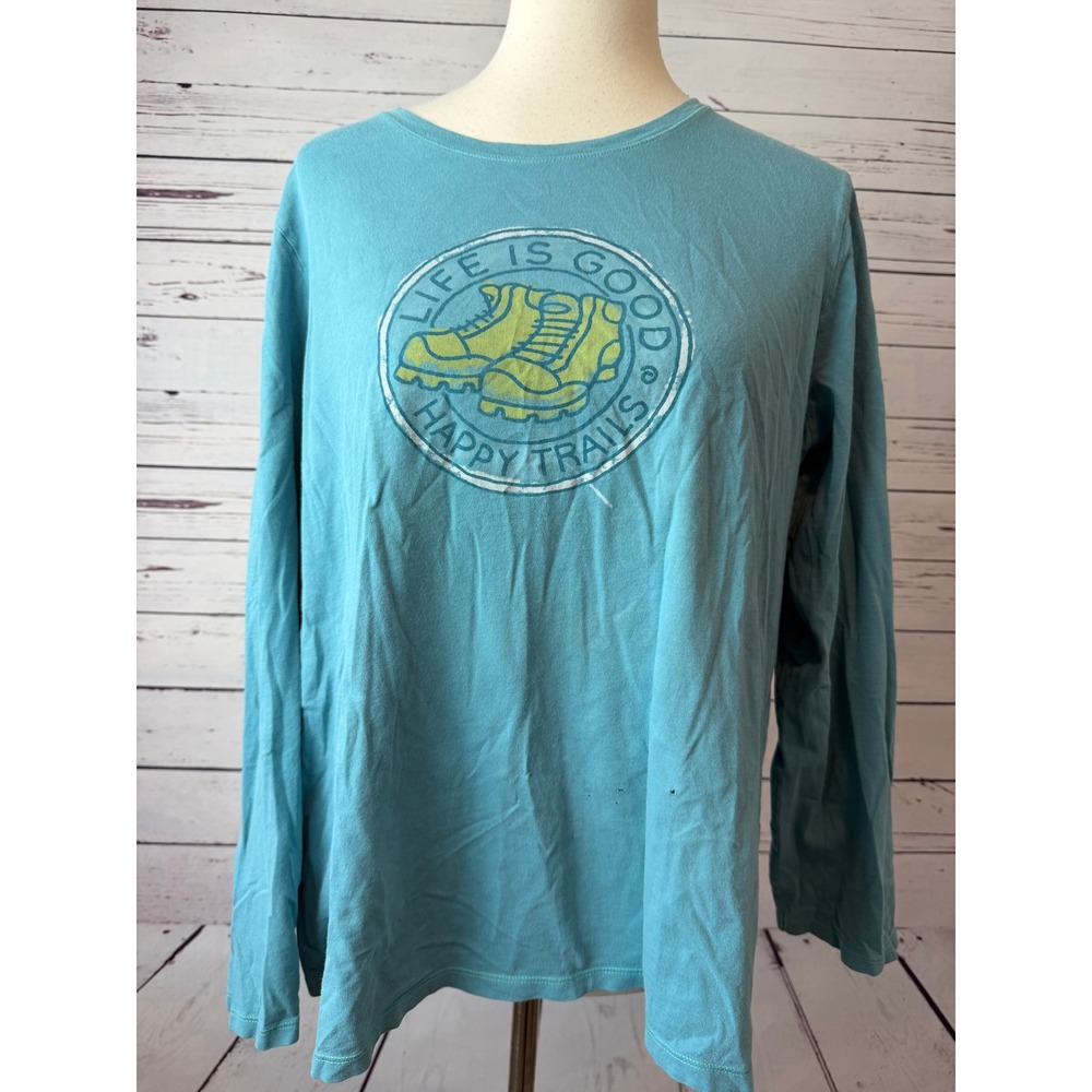 Life is Good Long Sleeve T-Shirt XL Extra Large Happy Trails Hiking Womens HoLeS